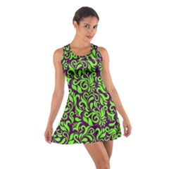 Purple & Green Damask Cotton Racerback Dress