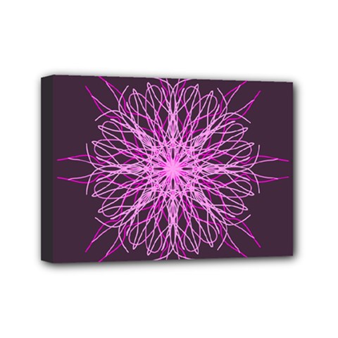 Pink Kaleidoscope Flower Mandala Art Mini Canvas 7  X 5 