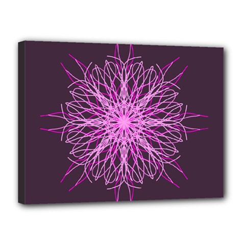 Pink Kaleidoscope Flower Mandala Art Canvas 16  X 12 