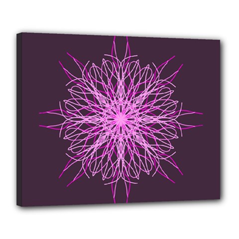 Pink Kaleidoscope Flower Mandala Art Canvas 20  X 16 