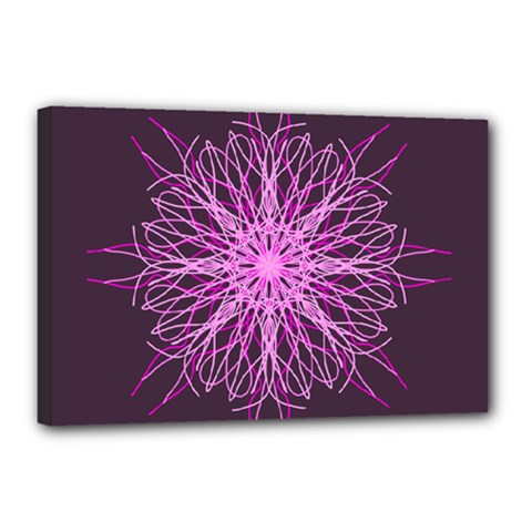 Pink Kaleidoscope Flower Mandala Art Canvas 18  X 12 