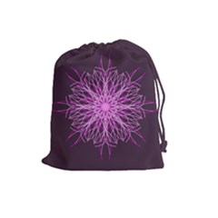 Pink Kaleidoscope Flower Mandala Art Drawstring Pouches (large) 