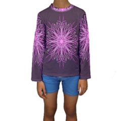 Pink Kaleidoscope Flower Mandala Art Kid s Long Sleeve Swimwear