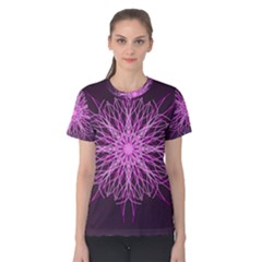 Pink Kaleidoscope Flower Mandala Art Women s Cotton Tee