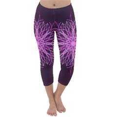 Pink Kaleidoscope Flower Mandala Art Capri Winter Leggings 