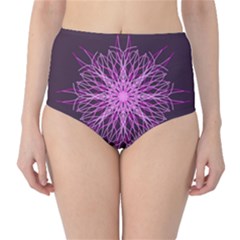 Pink Kaleidoscope Flower Mandala Art High-waist Bikini Bottoms
