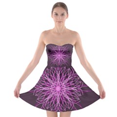 Pink Kaleidoscope Flower Mandala Art Strapless Dresses