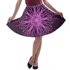 Pink Kaleidoscope Flower Mandala Art A-line Skater Skirt