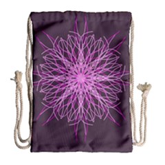 Pink Kaleidoscope Flower Mandala Art Drawstring Bag (large)