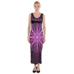 Pink Kaleidoscope Flower Mandala Art Fitted Maxi Dress