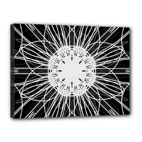 Black And White Flower Mandala Art Kaleidoscope Canvas 16  X 12 