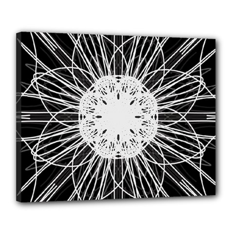 Black And White Flower Mandala Art Kaleidoscope Canvas 20  X 16 