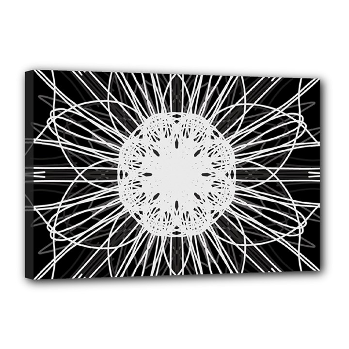 Black And White Flower Mandala Art Kaleidoscope Canvas 18  x 12 