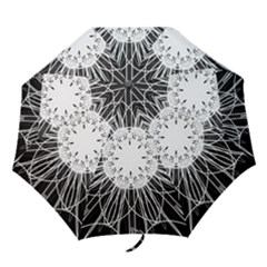 Black And White Flower Mandala Art Kaleidoscope Folding Umbrellas