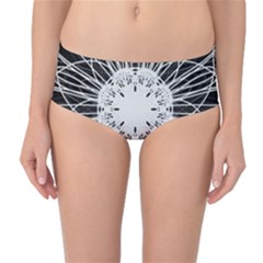 Black And White Flower Mandala Art Kaleidoscope Mid-waist Bikini Bottoms