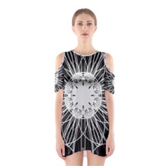Black And White Flower Mandala Art Kaleidoscope Cutout Shoulder Dress