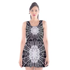 Black And White Flower Mandala Art Kaleidoscope Scoop Neck Skater Dress