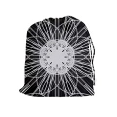 Black And White Flower Mandala Art Kaleidoscope Drawstring Pouches (extra Large)