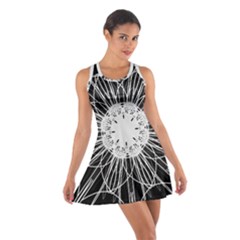 Black And White Flower Mandala Art Kaleidoscope Racerback Dresses