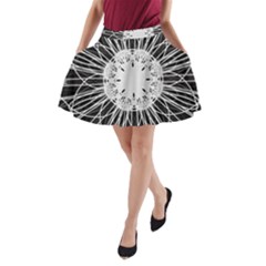 Black And White Flower Mandala Art Kaleidoscope A-line Pocket Skirt