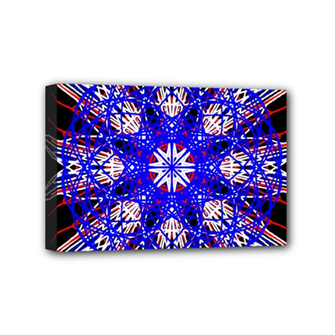 Kaleidoscope Flower Mandala Art Black White Red Blue Mini Canvas 6  X 4 