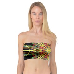 Kaleidoscope Flower Mandala Art Black Yellow Orange Red Bandeau Top