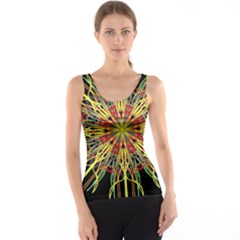 Kaleidoscope Flower Mandala Art Black Yellow Orange Red Tank Top