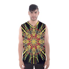 Kaleidoscope Flower Mandala Art Black Yellow Orange Red Men s Basketball Tank Top by yoursparklingshop