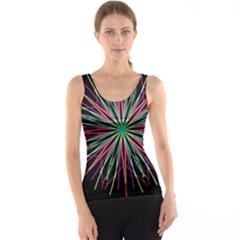 Pink Turquoise Black Star Kaleidoscope Flower Mandala Art Tank Top by yoursparklingshop