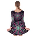 Pink Turquoise Black Star Kaleidoscope Flower Mandala Art Long Sleeve Velvet Skater Dress View2