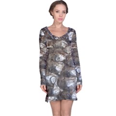 Festive Silver Metallic Abstract Art Long Sleeve Nightdress by yoursparklingshop