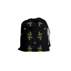 Festive Black Golden Lights  Drawstring Pouches (small)  by yoursparklingshop