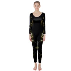 Festive Black Golden Lights  Long Sleeve Catsuit by yoursparklingshop