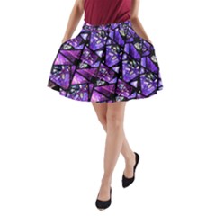  Blue Purple Shattered Glass A-line Pocket Skirt by KirstenStar