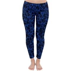 Officially Sexy Blue & Black Cracked Pattern Winter Leggings  by OfficiallySexy