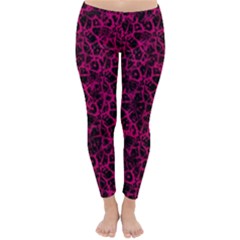 Officially Sexy Pink & Black Cracked Pattern Winter Leggings  by OfficiallySexy