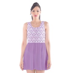 Damask Pattern Lilac And White Scoop Neck Skater Dress by Zandiepants