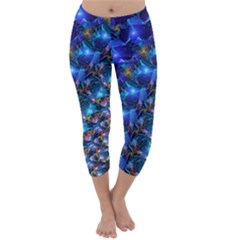 Blue Sunrise Fractal Capri Winter Leggings 