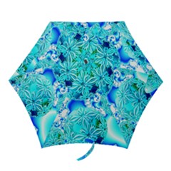 Blue Ice Crystals, Abstract Aqua Azure Cyan Mini Folding Umbrellas by DianeClancy