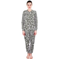 Black And White Abstract Texture Print Onepiece Jumpsuit (ladies)  by dflcprintsclothing