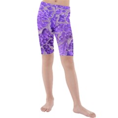 Festive Chic Purple Stone Glitter  Kid s Mid Length Swim Shorts