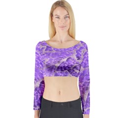 Festive Chic Purple Stone Glitter  Long Sleeve Crop Top