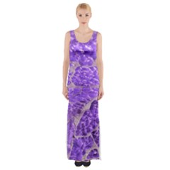 Festive Chic Purple Stone Glitter  Maxi Thigh Split Dress