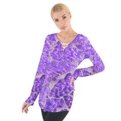 Festive Chic Purple Stone Glitter  Women s Tie Up Tee