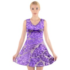 Festive Chic Purple Stone Glitter  V-neck Sleeveless Skater Dress by yoursparklingshop