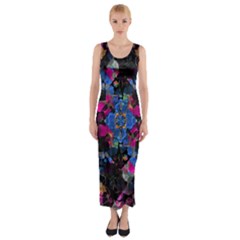 Stylized Geometric Floral Ornate Fitted Maxi Dress by dflcprintsclothing