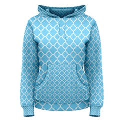 Bright Blue Quatrefoil Pattern Women s Pullover Hoodie by Zandiepants