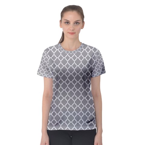 Grey Quatrefoil Pattern Women s Sport Mesh Tee by Zandiepants