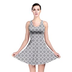 Grey Quatrefoil Pattern Reversible Skater Dress