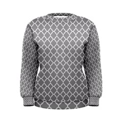 Grey Quatrefoil Pattern Women s Sweatshirt by Zandiepants